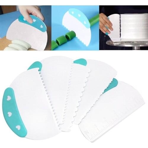 White Cream Scraper Food Grade Silicone Cake Scraper Variety of Pattern Styles Baking DIY Tools Cake Smoother Tools