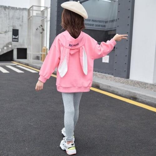 Girls Sports Suits Clothing Sets For 5 6 8 10 12 14 Year Girl Rabbit hat Tracksuits Costume Cotton Spring &Autumn Sportswear Out