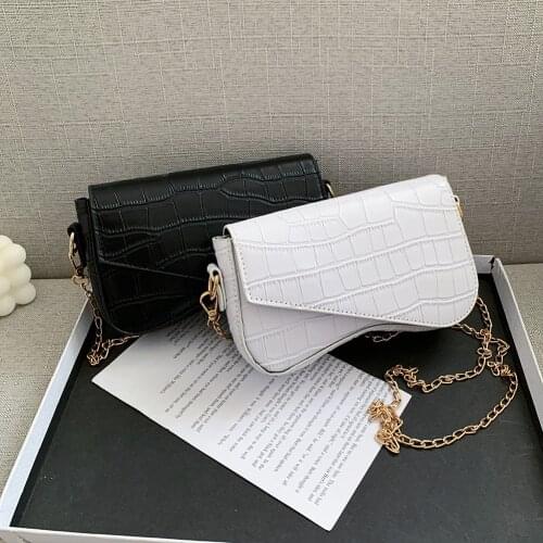 Fashion Alligator Pattern Solid Color PU Messenger Bag Women Chain Flap Fashion Crocodile Pattern Mini PU Leather Shoulder Bags