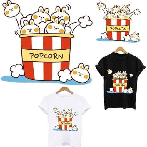 Thermo stickers on clothes Cute popcorn stripes iron on patches applications for clothing woman t-shirt custom patch tops