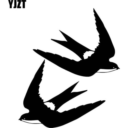 YJZT 14.7CM*17.3CM Swallow Creative Flight Decorate Car Stickers Car Door Vinyl Decal Black/Silver C4-2049