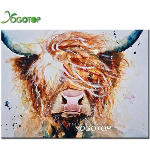 YOGOTOP Full Diamond Painting Highland Cow 5d DIY Handmade Mosaic Embroidery animal Decor Home Picture Of Rhinestone art YY942