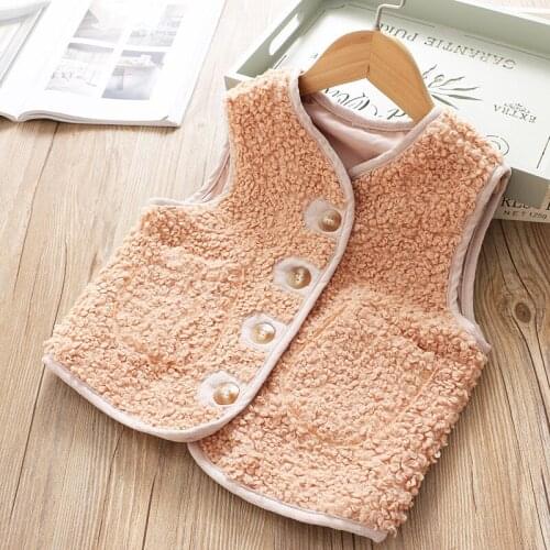 Double pocket design baby girls vest autumn winter warm fleece toddler baby waistcoat sleeveless children jackets outwear Xmas