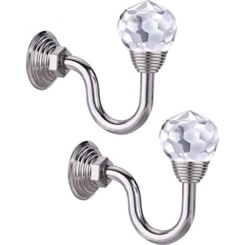 1 Pair Retro Crystal Glass Curtain Holdback Wall Tie Back Hook Hanger Holder Drawer Handle Curtain Accessories Hanger