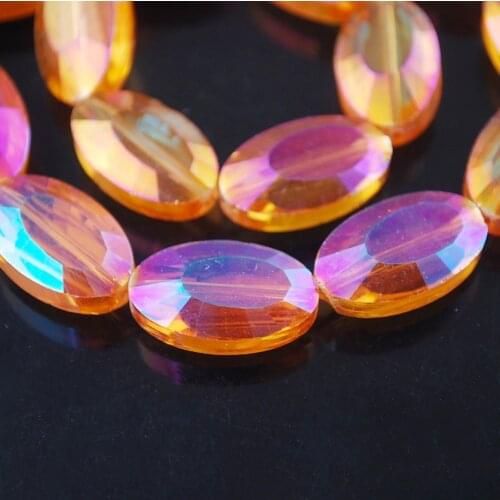 10pcs 22x13mm Oval Faceted Crystal Glass Prism Loose Crafts Beads for Jewelry Making DIY Jewelry