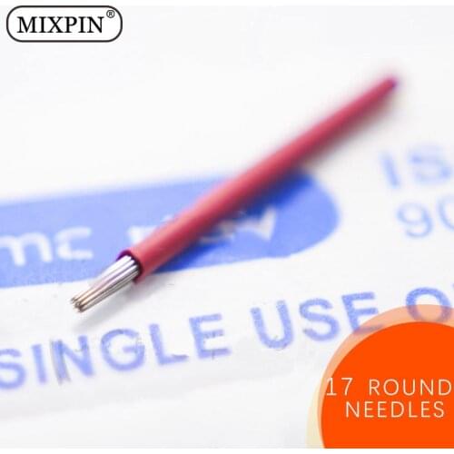 100 Pcs 17 Round needles for manual pen Semi permanent makeup manual fog pen needle R17 microblading eyebrow pen needles