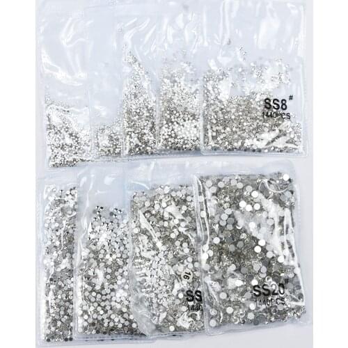 1440pcs Nail Rhinestones Nails 3D Nail Art Decorations Flatback DIY Crystal Glass Gems Charms Stones AB Clear Silver Rhinestones