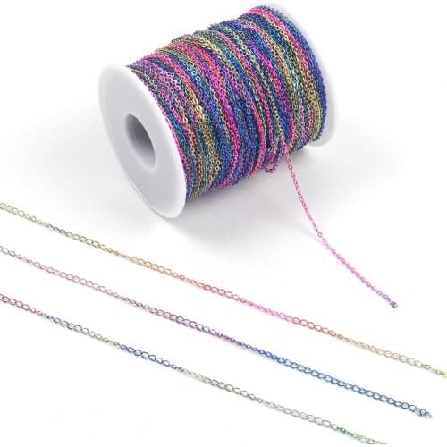 2Meter 2.5mm Rainbow Colors DIY Bracelet Chains Findings O-Shaped Extended Extension Chains For Jewelry Making Supplies