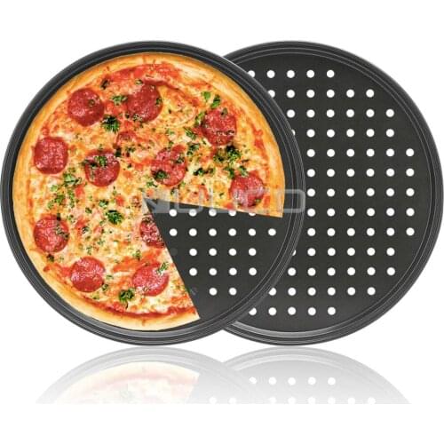2 PCS/LOT Non-Stick Pan/Pizza Tools/Kitchen Baking Tools/Round shape pizza dish with Holes for restaurant,home and party use