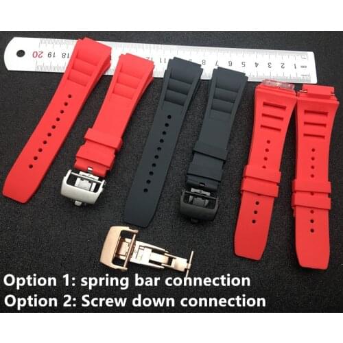 20mm Soft quality Imported Nature Soft Silicone Rubber Watchband For Richard Watch Mille Strap band butterfly buckle for men