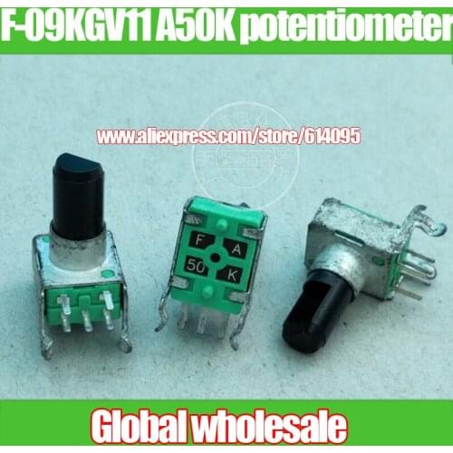 3pcs F-09KGV11 A50K RK09-type horizontal double potentiometer A50K / handle length 13MMF Adjustable resistance