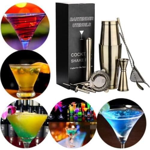 8pcs Cocktail Shaker Home Bar Set Stainless Steel Bartender Tools Kit 18/25 oz