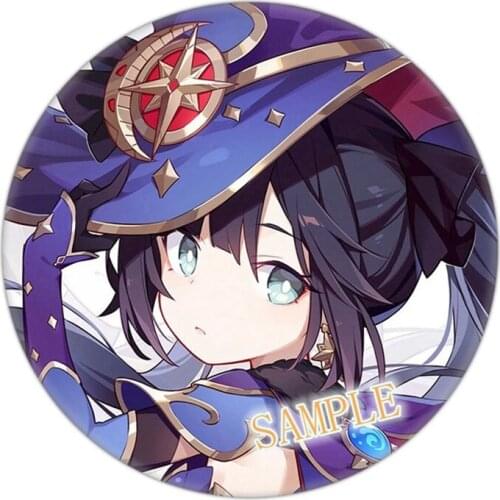 Anime Genshin Impact Badge Pin Brooch Cosplay Mona Albedo Jean Gunnhildr Lisa Barbara Zhongli Razor Venti Diona Fischl