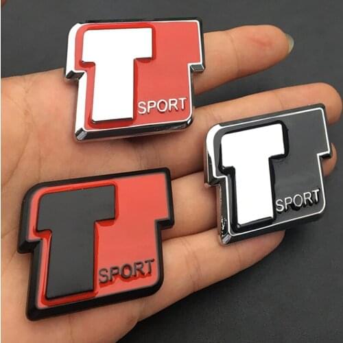 Car 3D Metal T Sport Emblem Badge Decals Styling Sticker For Toyota Prius Avensis Rav4 Auris CHR Verso Prado Camry Corolla Hilux