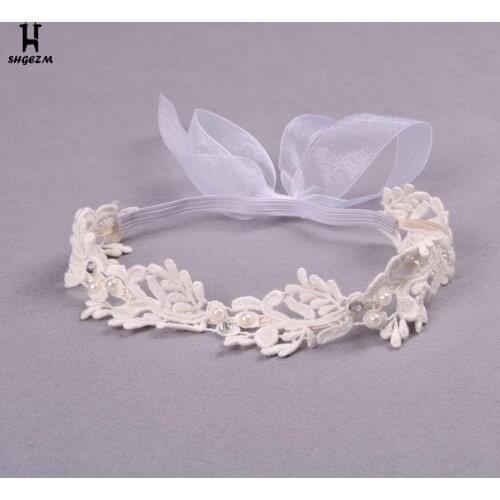 White Floral Hair Band Adjustable Headband Fashion Lace Flower Headband Baby Girls Hair Band