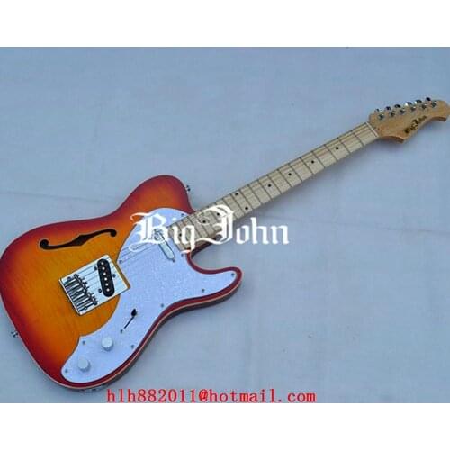Free shipping new Big John F hole single wave electric guitar in orange with maple fingerboard made in China F-1239