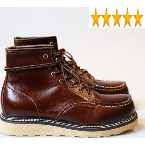 Natural Leather Retro Safety Italy Shoes Men Handmade Quality Lace Up High Top Couple Winter Working Ankle Boots