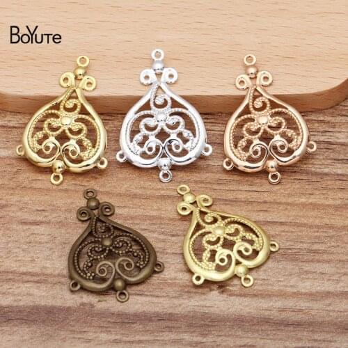 BoYuTe (50 Pieces/Lot) 24*35MM Metal Brass Filigree Connector Charms Pendant Diy Hand Made Jewelry Materials