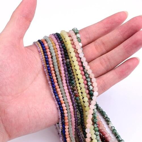 165pcs Natural Stone Beads 2-2.5mm Purple Amethysts Tiger Eye Loose Gem Beads For Jewelry Making Beadwork DIY Bracelet Necklace