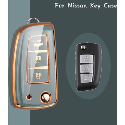 New Fashion Tpu Car Key Case Cover Shell Remote Protection Bag for Nissan Rogue 2014-2019 2/3 Buttons Blade Key
