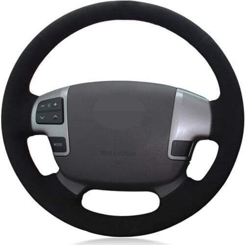 Car Steering Wheel Cover DIY Hand-stitched Black Suede For Toyota Land Cruiser 2008-2015 Tundra 2007- 2013 Sequoia 2008-2013