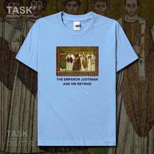 Personality fashion oil painting mens t-shirt Maximianus Of Ravenna retro print Short sleeve clothes cotton summer casual tops