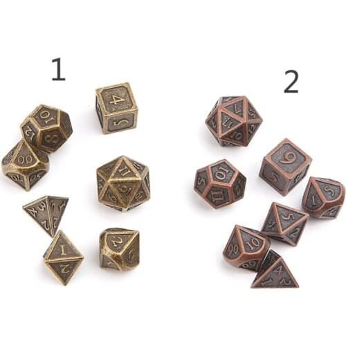 Hot 7pcs/set Metal Dice Family Party Bar RPG D&D Polyhedral Board Game D4-D20 U2JB