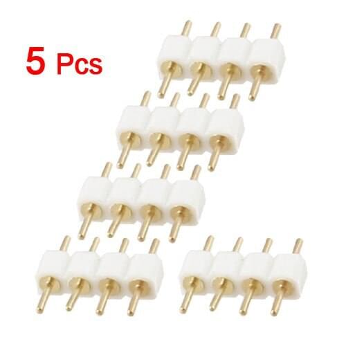 KSOL Hot Sale 5 Pcs Male to Male 4 PIN RGB Wire Connectors White for LED Strips