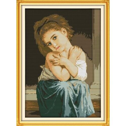 Innocent and Pure Portrait Cotton Baby Cross stitch kits Kids Accurate Printed Embroidery DIY Handmade Needlework Home Decor