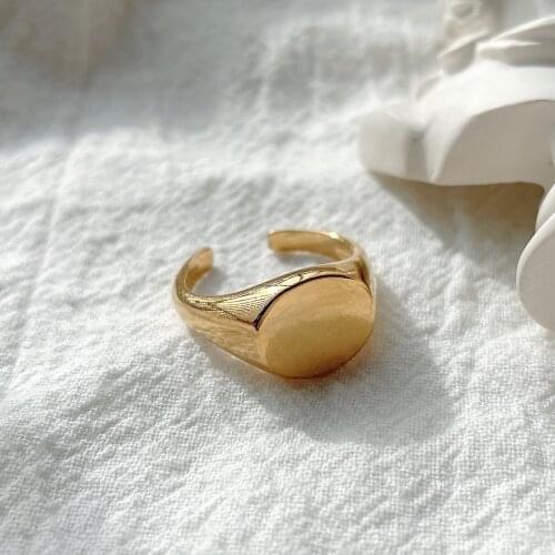 Exquisite New Oval Gold Ring Female Simple Temperament Opening Adjustment Prevent Allergy Handmade Jewelry