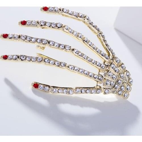 Creative Skeleton Hand Brooches Pins for Women Men Simple Luxe Zircon Christmas Jewelry Fashion Brooch Pin regalos para mujer