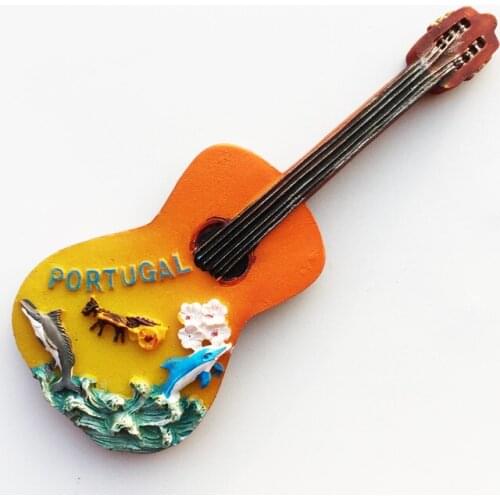 Portugal Creative Tourism Commemorative Painted Decorative Crafts Three-dimensional Guitar Magnetic Fridge Magnet