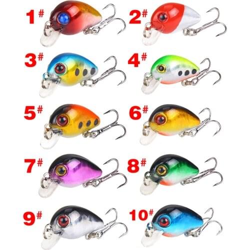 10pcs/lot Fishing Lure set 3cm 1.6g Mini Crankbait swimbait Crank Lures Minnow Bionic Crazy Wobblers Artificial Hard Bait
