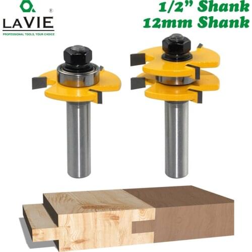 2pcs 12MM 1/2 Shank Tongue & Groove Joint Assemble Router Bits 3/4" stock T-Slot Tenon Milling Cutter for Wood Woodworking