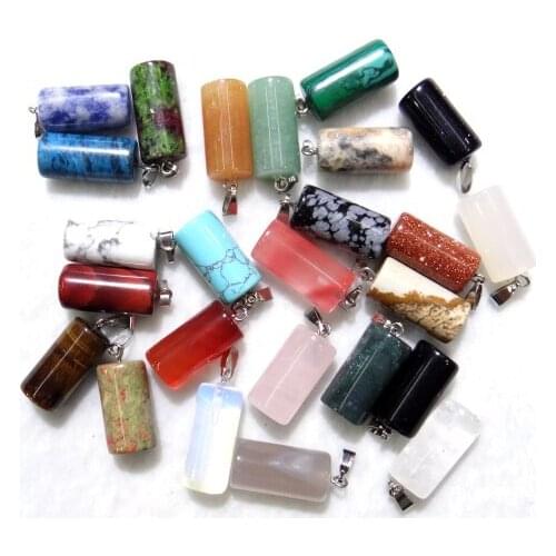 Natural stone Agates aventurine Turquoises tiger eye Quartz Crystal pendants for Diy jewelry making necklace Accessories50pc