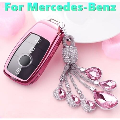 For Mercedes-Benz new E-class E200 c260 E300 C180 2019 car key cover female key shell Keychain gift car decoration accessories