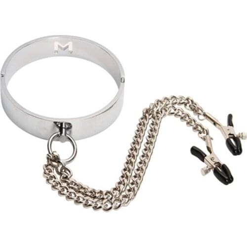 Alloy Collar Sex Toys Mens Fetish Toys Metal Collar Butterfly Nipple Clip Neck Flat Nipple Clip