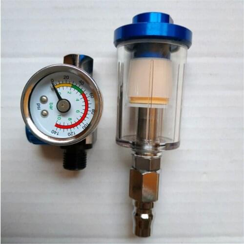 Free shipping Scratch Spray Gun Air Regulator Gauge &amp In-line Water Trap Filter Tool High quality