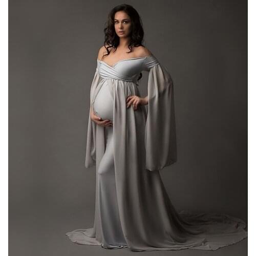 Maternity Photography Dresses Women Chiffon Cloak Pregnants Photography Props Floor Length Maternity Dress Gown Dresses