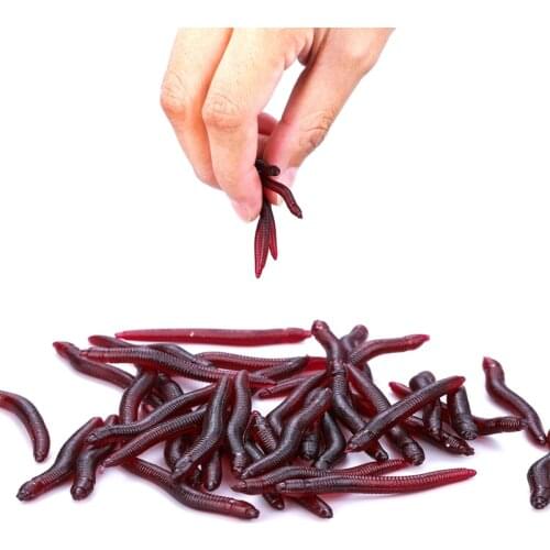 Sougayilang Hot-selling 50pcs Red Simulation Worm Lures 4cm Lifelike Soft Bait Carp Fishing Lure Set Artificial Fishing Tackle