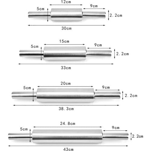 Professional Rolling Pin For Baking 12/13/15/17" Smooth Stainless Steel Roller design Pin For Pie Crust Cookie Pastry Dough