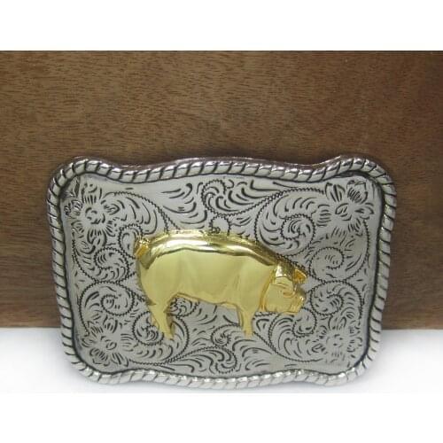 BuckleClub wholesale zinc alloy hog belt buckle pig belt buckle FP-03672 LUXURIOUS cowboy jeans gift belt buckle