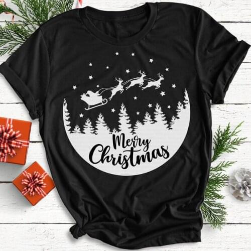 Merry Christmas 100% Cotton T-shirt Aesthetic Winter Short Sleeve Graphic Tee Shirt Top Fashion Women Christmas Santa Tshirt