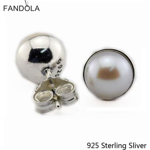 CKK 925 Sterling Silver Elegant Beauty, White Pearl Stud Earrings For Women Original European Style Jewelry