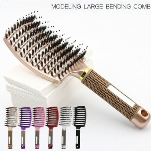 Hair Brush Scalp Massage Comb Hairbrush Bristle&Nylon Women Wet Curly Detangle Hair Brush for Salon Hairdressing Styling Tools