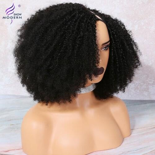 Modern Show Afro Kinky Curly U Part Wig For Black Women 28 30 Inch Peruvian Remy Human Hair Kinky Curly Wigs 150% 4b 4c Glueless