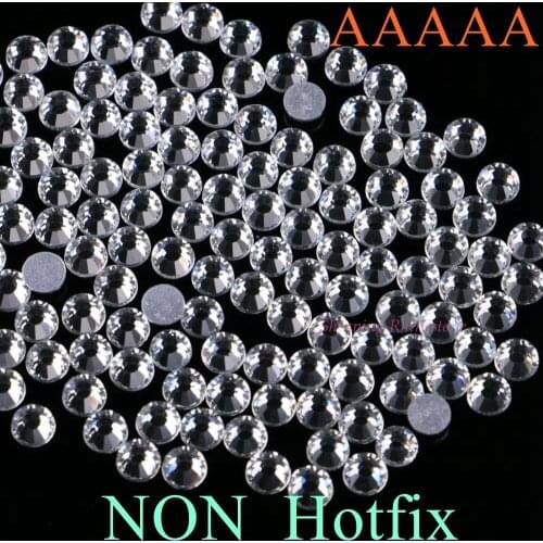 NON Hotfix Rhinestone For Nail Art Glue On Strass Top Qaulity! Clear Crystal SS4 to SS40 AAAAA Glass Flatback Non Hot Fix