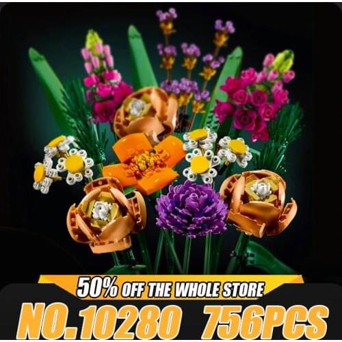 IN STOCK Creator MOC Rose Flowers Bouquet Building Blocks Compatible 10280 City DIY Flower Kit Gifts for Girlfriend Toys Love
