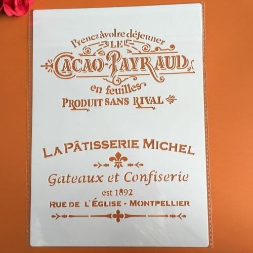 A4 29 * 21cm CACAO PAYR AUD DIY Stencils Wall Painting Scrapbook Coloring Embossing Album Decorative Paper Card Template