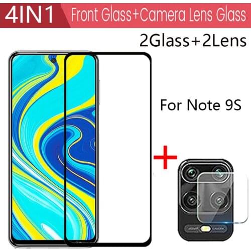 4-in-1 Camera + Tempered Glass For Xiaomi Redmi Note 9s Note 9 Pro Screen Protector Glass On Note 9 Pro Max protective Glass